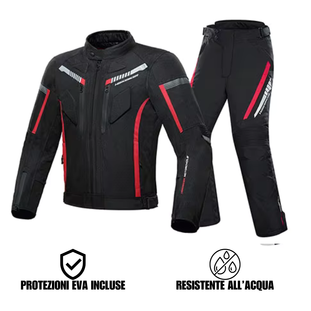 (OFFERTA) Giubbino da motociclista unisex + Pantaloni abbinati in OMAGGIO