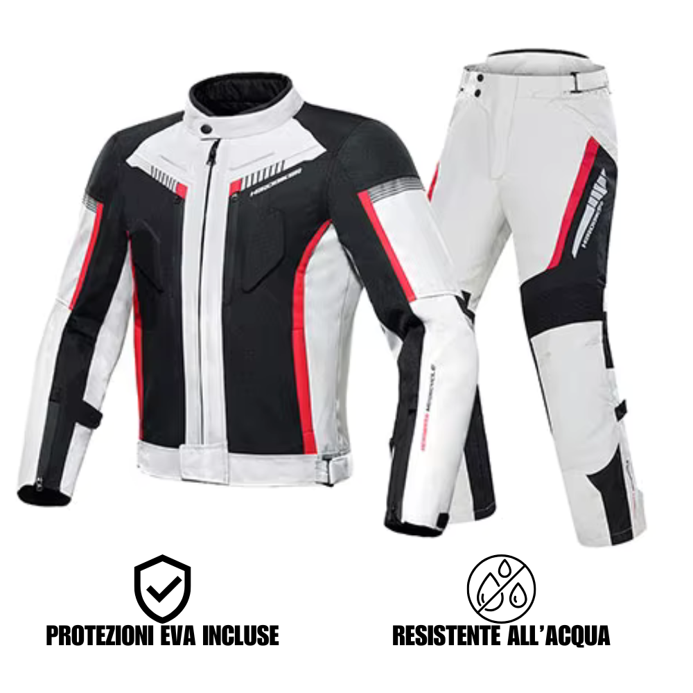 (OFFERTA) Giubbino da motociclista unisex + Pantaloni abbinati in OMAGGIO