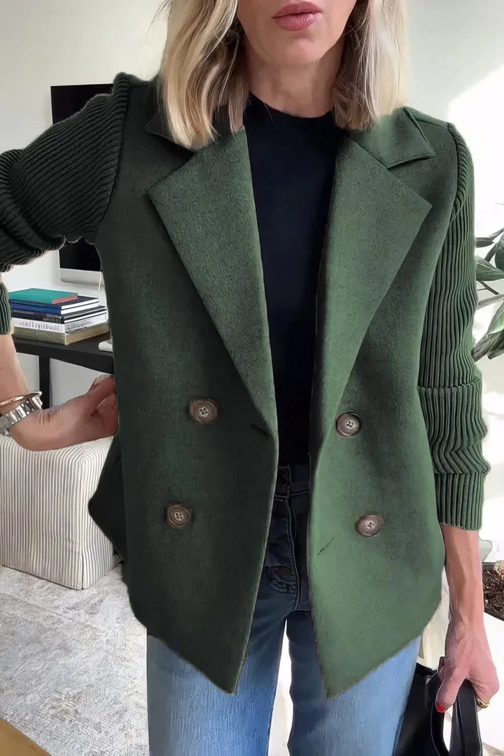CLAIRE | Cardigan Lungo con Maniche Patchwork, Tendance e Chic