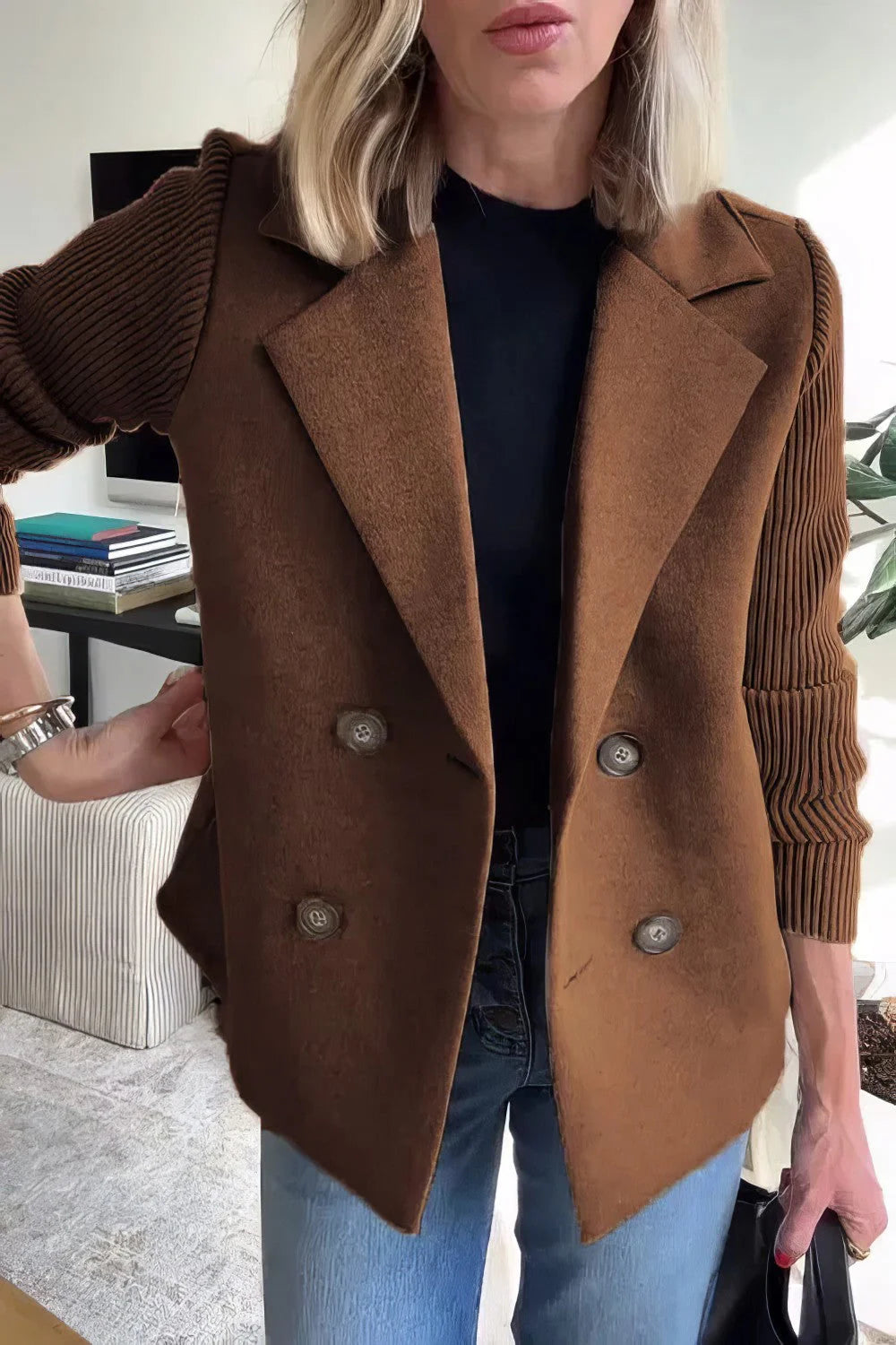 CLAIRE | Cardigan Lungo con Maniche Patchwork, Tendance e Chic
