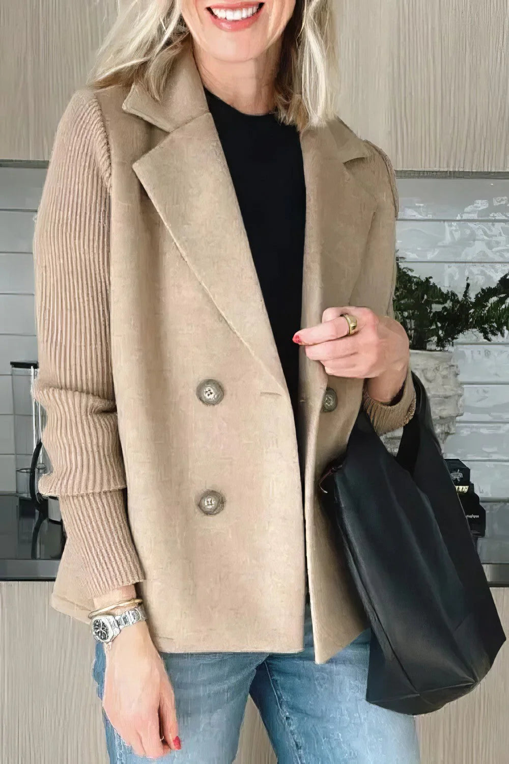 CLAIRE | Cardigan Lungo con Maniche Patchwork, Tendance e Chic