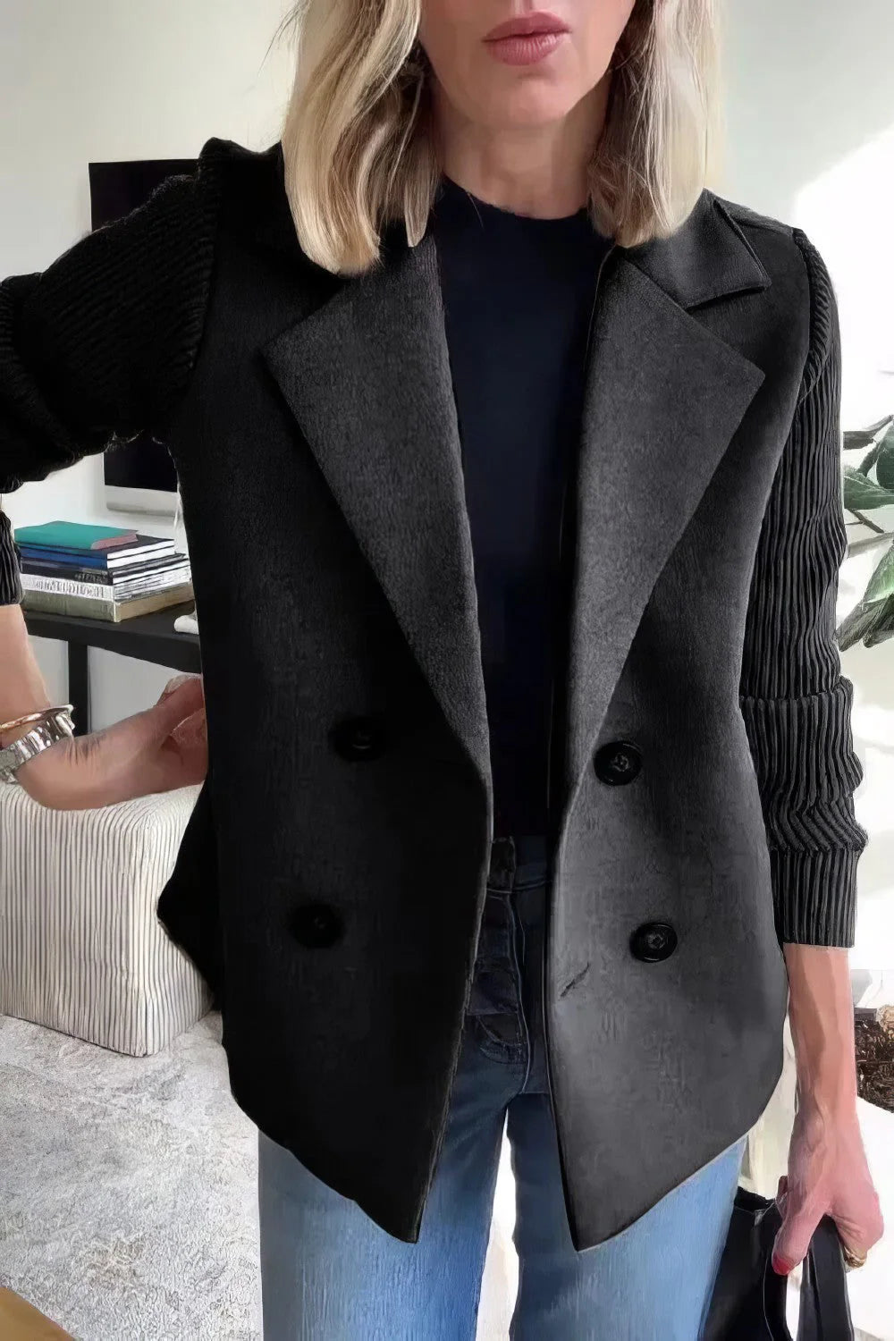 CLAIRE | Cardigan Lungo con Maniche Patchwork, Tendance e Chic