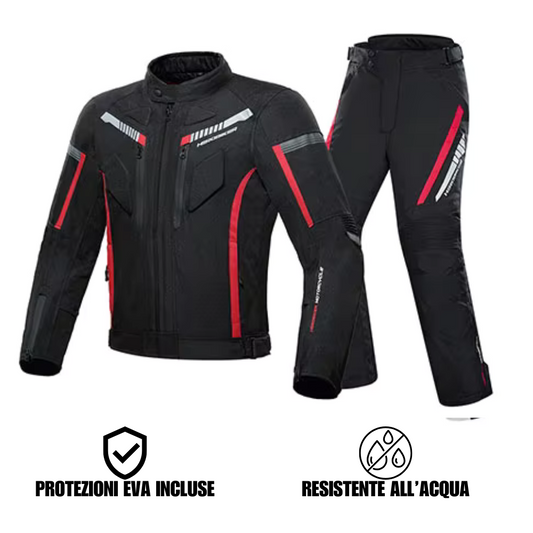 (OFFERTA) Giubbino da motociclista unisex + Pantaloni abbinati in OMAGGIO