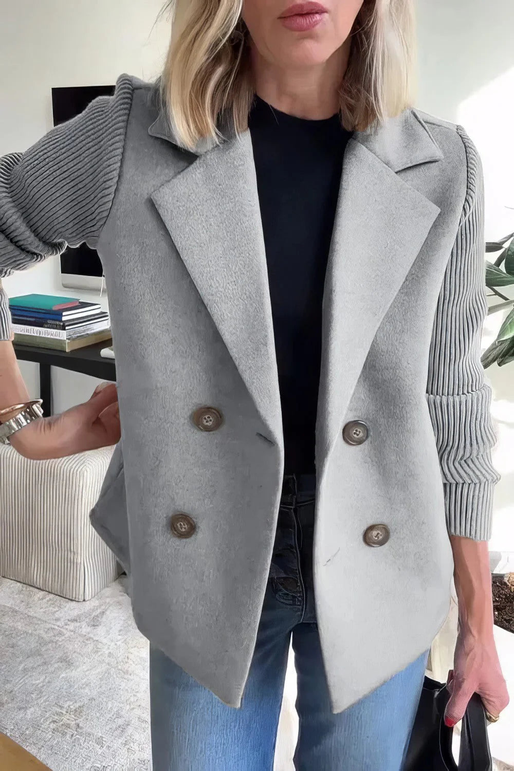 CLAIRE | Cardigan Lungo con Maniche Patchwork, Tendance e Chic